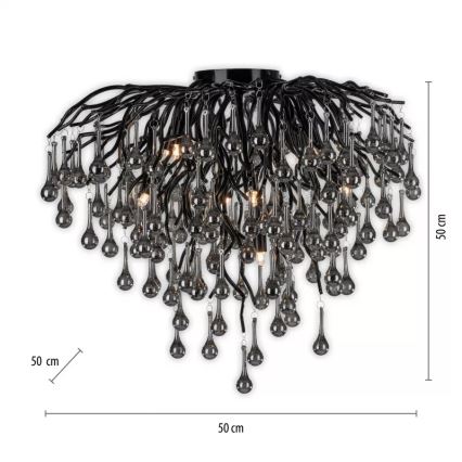Paul Neuhaus 8091-18 - Lampadario a plafone ICICLE 9xG9/40W/230V Ø 50 cm nero