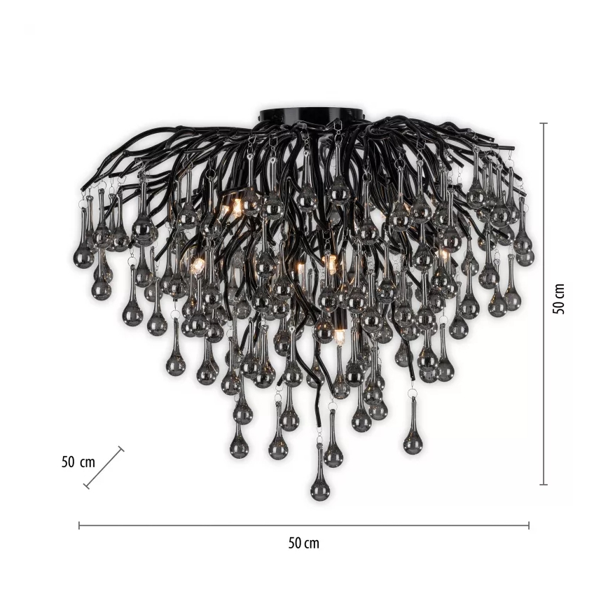 Paul Neuhaus 8091-18 - Lampadario a plafone ICICLE 9xG9/40W/230V Ø 50 cm nero