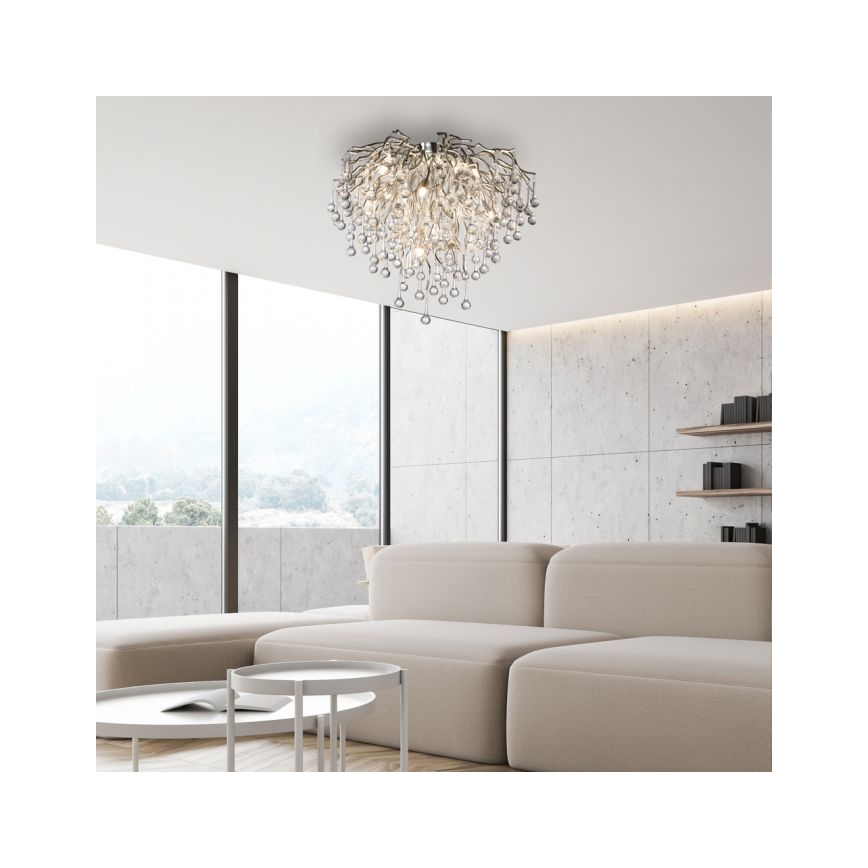 Paul Neuhaus 8091-55 - Lampadario a plafone ICICLE 9xG9/40W/230V diametro 50 cm cromo lucido