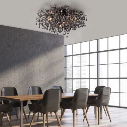 Paul Neuhaus 8092-18 - Plafone ICICLE 14xG9/40W/230V Ø 100 cm nero