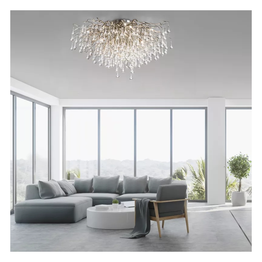 Paul Neuhaus 8092-55 - Lampadario a plafone ICICLE 14xG9/40W/230V diam. 100 cm cromo lucido