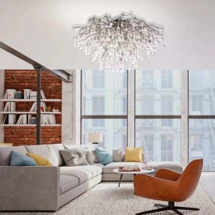 Paul Neuhaus 8092-55 - Lampadario a plafone ICICLE 14xG9/40W/230V diam. 100 cm cromo lucido