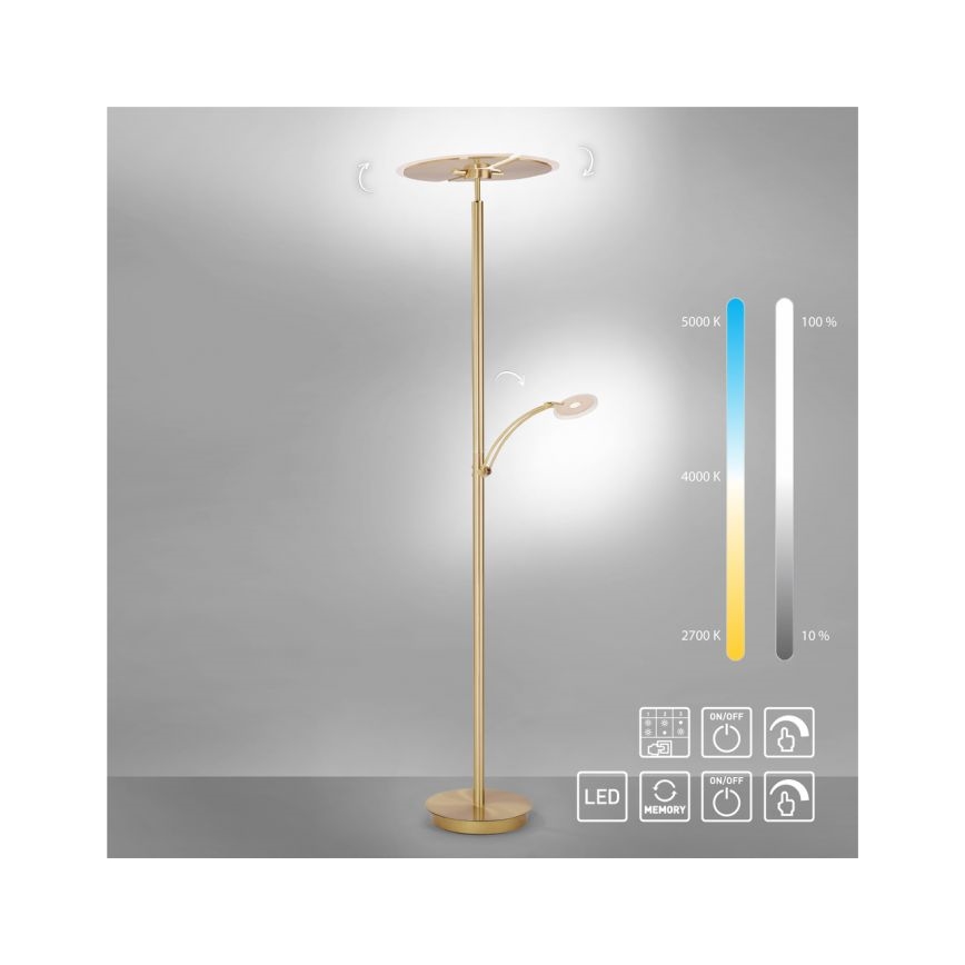 Paul Neuhaus - Lampada LED da terra dimmerabile ARTUR 2xLED/21W+1xLED/6W/230V dorata