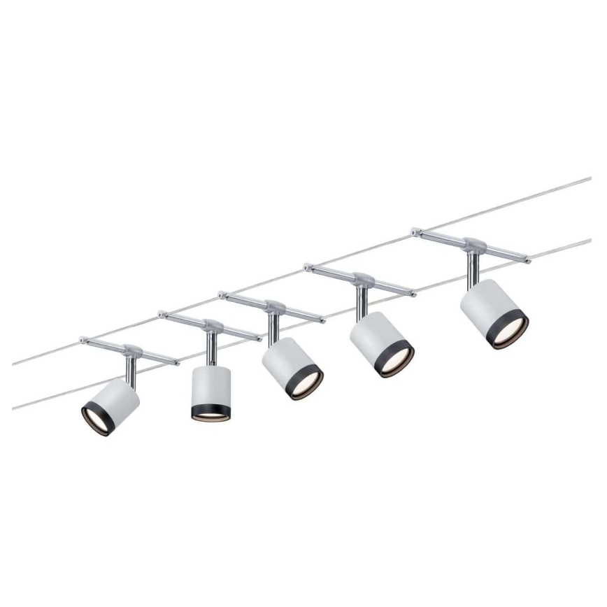 Paulmann 3981 - KIT 5xLED/4W Sistema a cavo completo TUBE 230V cromo opaco/nero