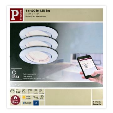 Paulmann 50006 - SET 3xLED/5,2W IP23 Lampada da bagno dimmerabile SMART GOAL 230V Bluetooth