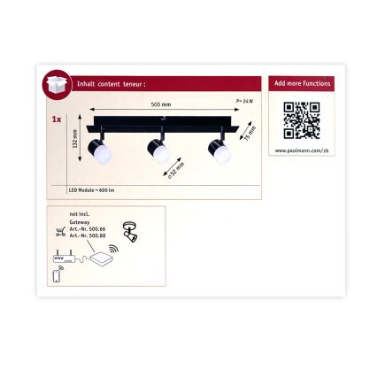 Paulmann 50099 - 3xLED/6,5W Faretto dimmerabile SMART DEON 230V ZigBee