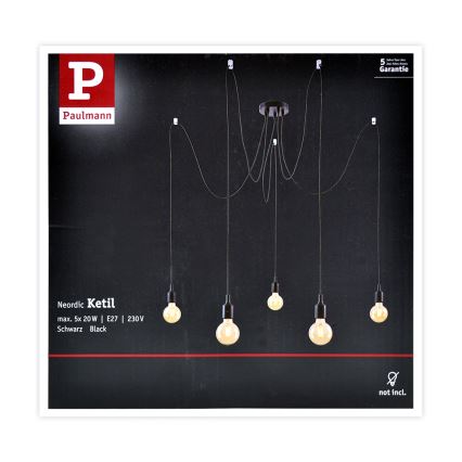 Paulmann 50389 - Lampadario a sospensione con filo NEORDIC 5xE27/20W/230V ragno