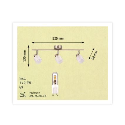 Paulmann 60200 - 3xLED-G9/2,2W Faretto HELIX 230V