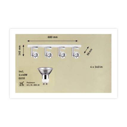 Paulmann 60239 - 4xGU10/40W Luce Spot TURN 230V