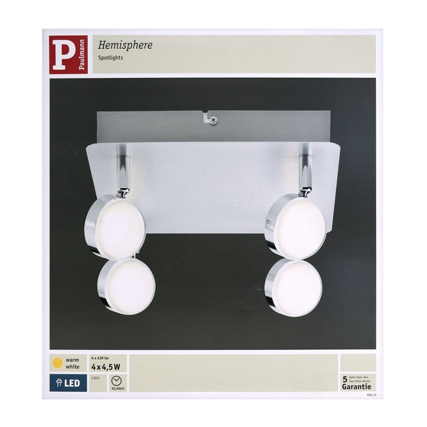 Paulmann 66633 - Faretto LED HEMISPHERE 4xLED/4,5W/230V