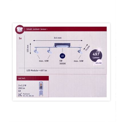 Paulmann 66649 - 3xLED G9/10W Faretto LAGOON 230V