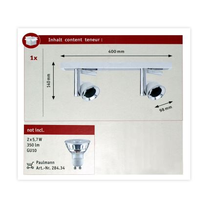 Paulmann 66675 - 2xGU10/10W Farettp TURN 230V