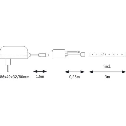 Paulmann 70481 - LED RGBW/9,6W Striscia dimmerabile DIGITAL 3 m 230V + telecomando