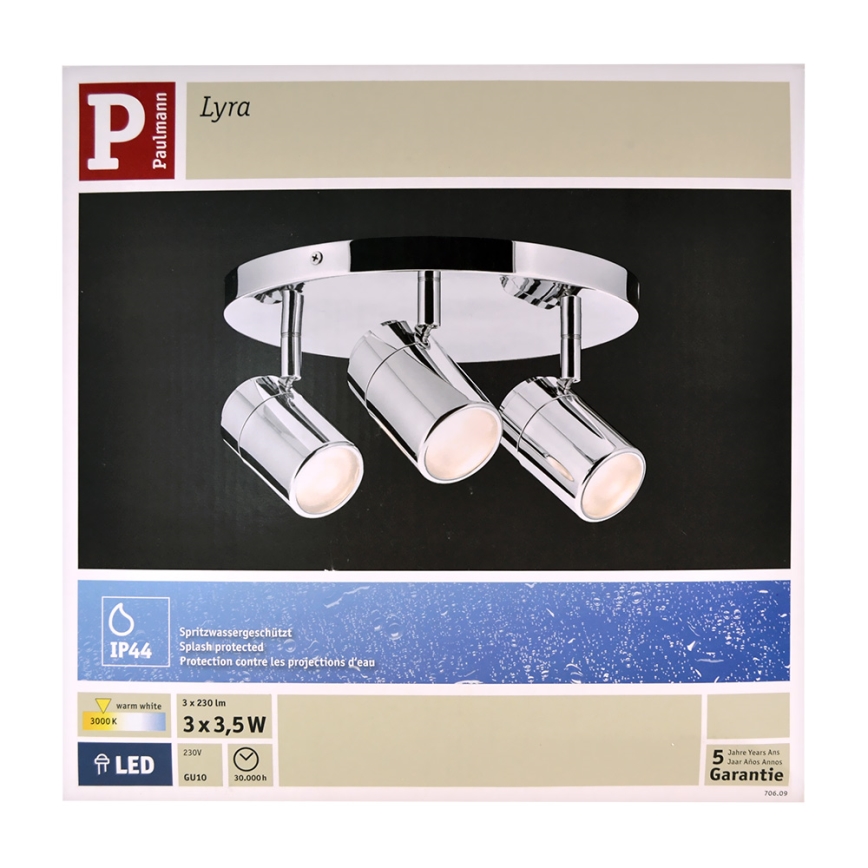 Paulmann 70609 - Faretto LED da bagno LYRA 3xGU10/3,5W/230V IP44