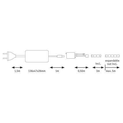 Paulmann 70624 - LED/20W Striscia dimmerabile MAXLED 3m 230V + telecomando