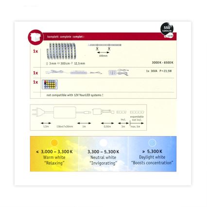 Paulmann 70624 - LED/20W Striscia dimmerabile MAXLED 3m 230V + telecomando