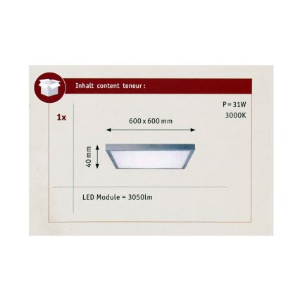 Paulmann 70652 - LED/30W Plafoniera LUNAR 230V