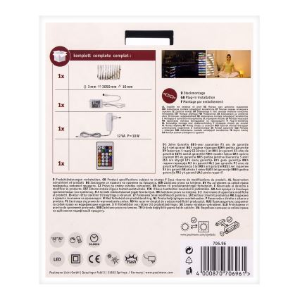 Paulmann 70696 - Striscia LED RGBW/8W Dimmerabile DIGITALE 3m 230V + telecomando