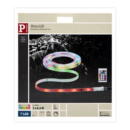 Paulmann 70698 - LED RGB/6,4W IP67 Striscia da esterno dimmerabile WATERLED 3m 230V + telecomando