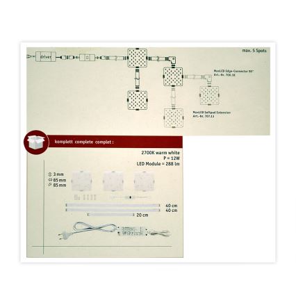 Paulmann 70710 - SET 3xLED/3,3W Illuminazione mobili con sensore SOFTPAD 230V 2700K