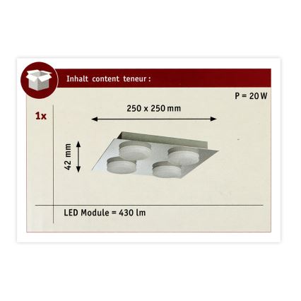 Paulmann 70875 - Plafoniera da bagno 4xLED/5W IP23 DORADUS 230V