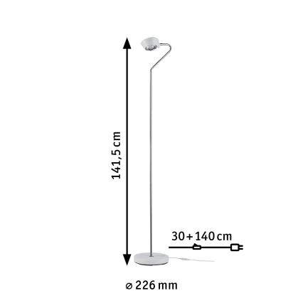 Paulmann 70920 - Lampada da terra dimmerabile LED 7,5W RAMOS 230V bianco/cromo lucido
