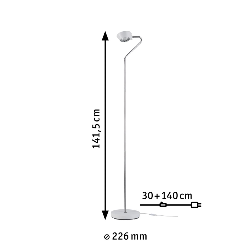 Paulmann 70920 - Lampada da terra dimmerabile LED 7,5W RAMOS 230V bianco/cromo lucido