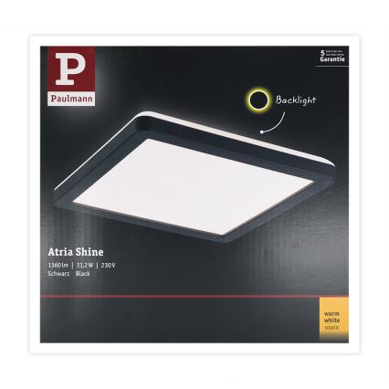 Paulmann 71000 - LED/11,2W Pannello fisso ATRIA 230V 3000K 19x19 cm nero