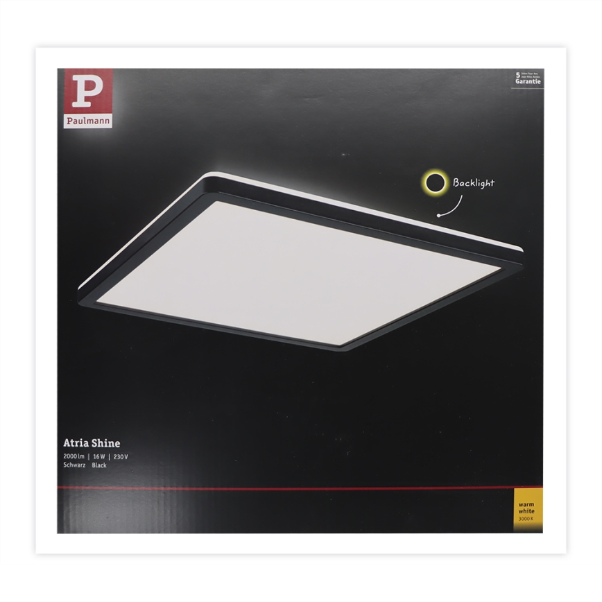 Paulmann 71001 - LED/16W Pannello fisso ATRIA 230V 3000K 29,3x29,3 cm nero