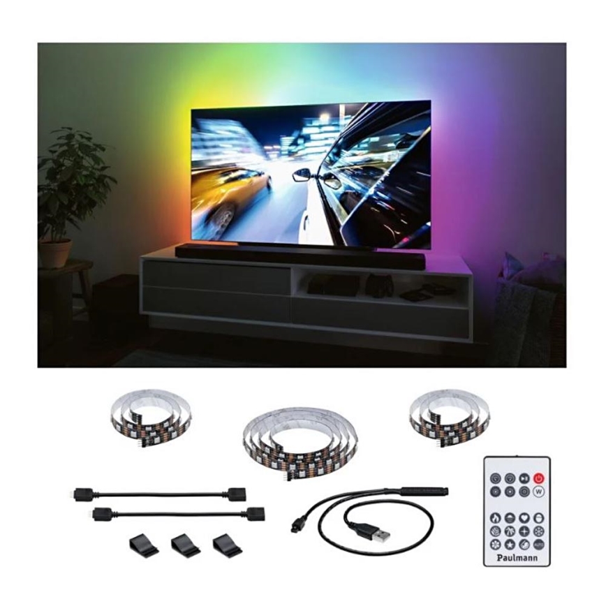 Paulmann 78880 - LED/3,5W RGB Striscia dimmerabile per TV 2m ZOLL 5V + telecomando