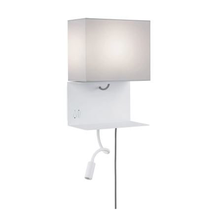 Paulmann 78913 - LED/2,5W + 1xE27/40W Lampada da parete con mensola integrata e porta USB MERANI 230V bianca