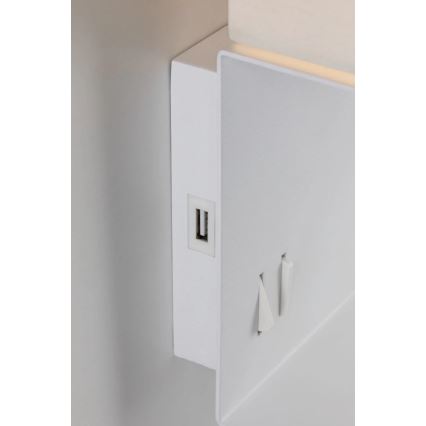 Paulmann 78913 - LED/2,5W + 1xE27/40W Lampada da parete con mensola integrata e porta USB MERANI 230V bianca