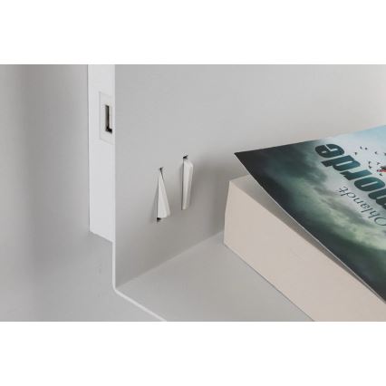 Paulmann 78913 - LED/2,5W + 1xE27/40W Lampada da parete con mensola integrata e porta USB MERANI 230V bianca