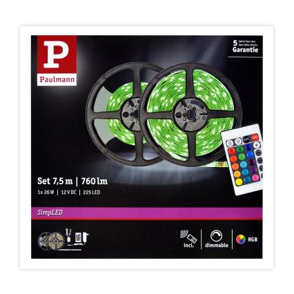 Paulmann 78979 - Striscia LED RGB/26W dimmerabile SIMPLED 7,5m 230V + TC