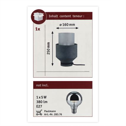 Paulmann 79619 - 1xE27/20W Lampada da tavolo  HELIN 230V