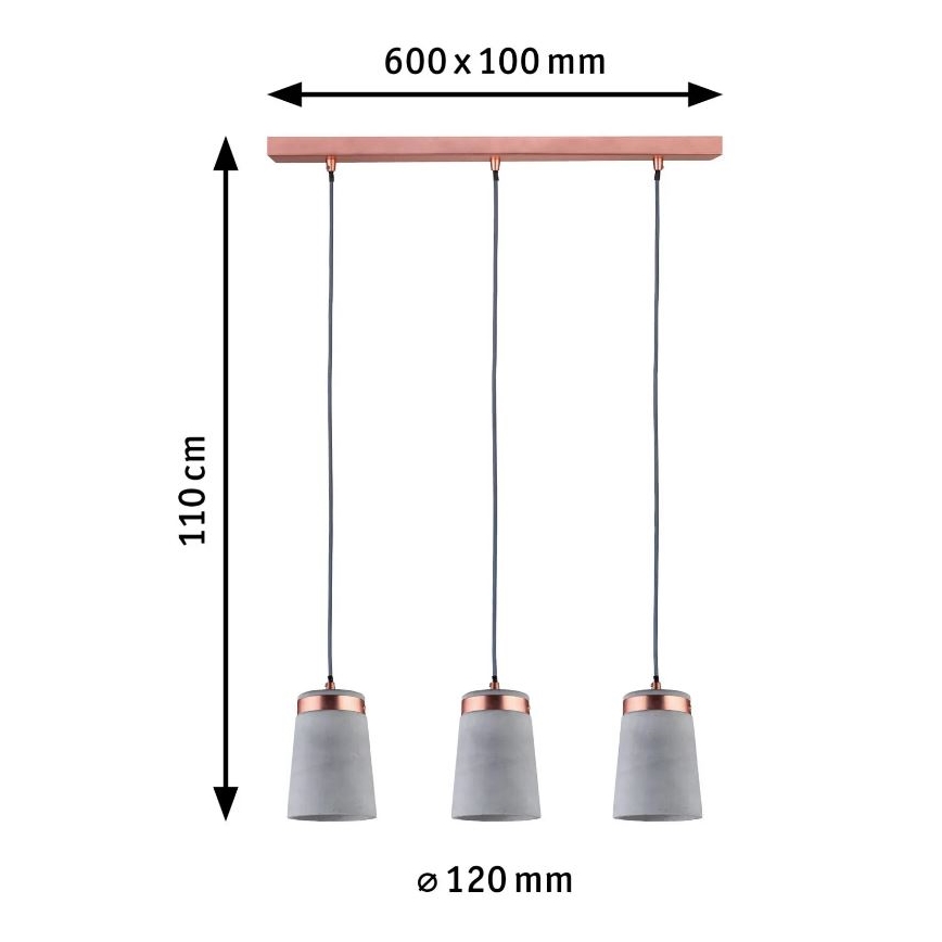Paulmann 79626 - 3xE27/20W Lampadario a sospensione con filo NEORDIC STIG 230V