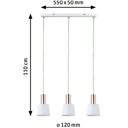 Paulmann 79657 - 3xE14/20W Lampadario a sospensione con filo NEORDIC HALDAR 230V