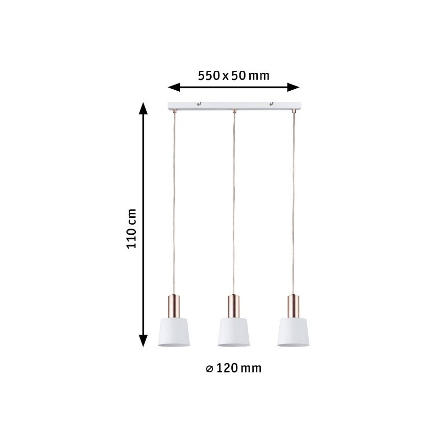 Paulmann 79657 - 3xE14/20W Lampadario a sospensione con filo NEORDIC HALDAR 230V