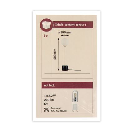 Paulmann 79662 - 1xG9/10W Lampada da tavolo NEORDIC MOA 230V