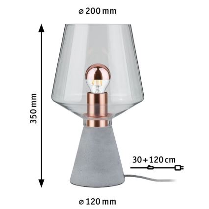 Paulmann 79665 - 1xE27/20W Lampada da tavolo NEORDIC YORIK 230V