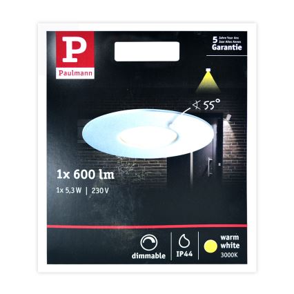 Paulmann 79668 - LED/5,3W IP44 Lampada da bagno da incasso dimmerabile HOUSE 230V