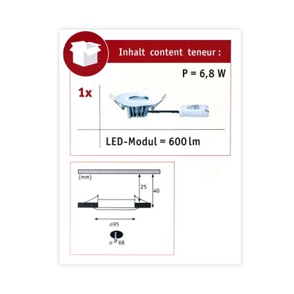 Paulmann 79668 - LED/5,3W IP44 Lampada da bagno da incasso dimmerabile HOUSE 230V