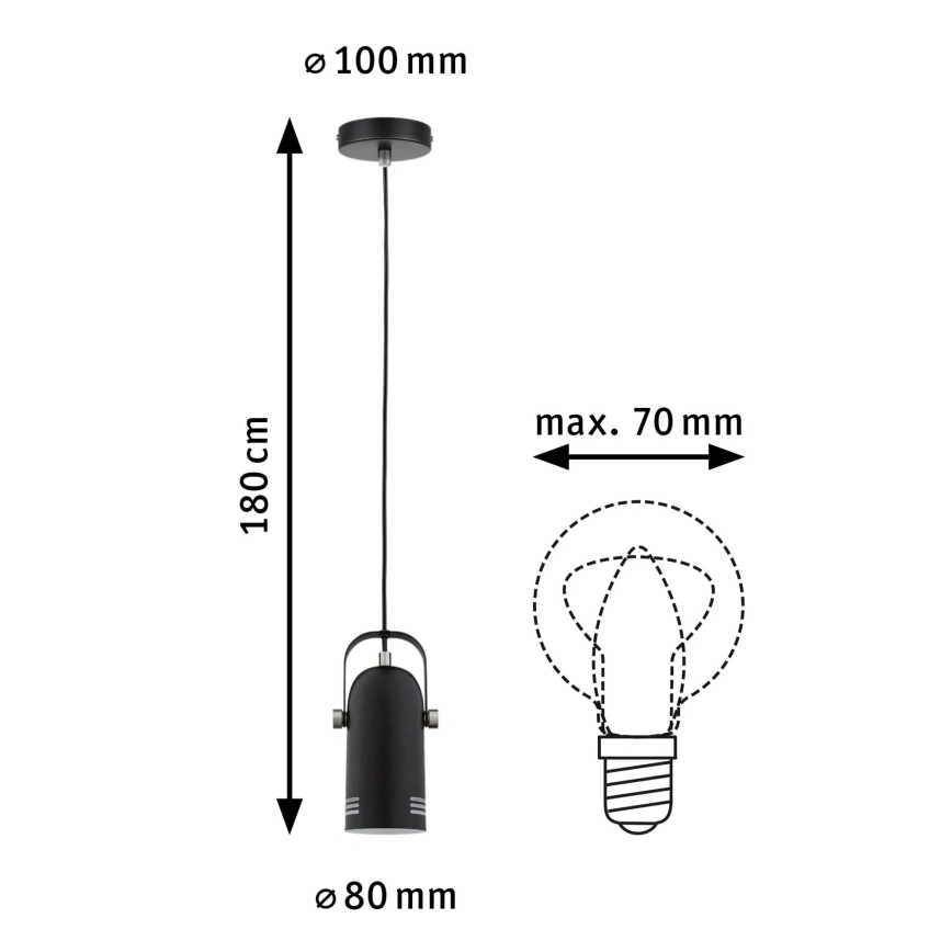 Paulmann 79766 - LED RGBW 1xE27/9W Lampada a sospensione con cavo LAVEA 230V nero