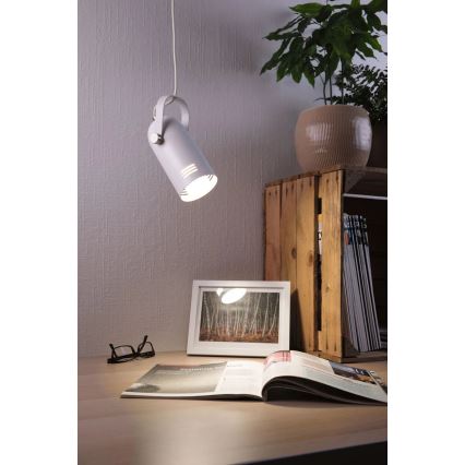 Paulmann 79767 - 1xE27/15W Lampadario a sospensione con cavo LAVEA 230V bianco