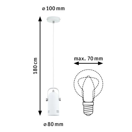 Paulmann 79767 - LED RGBW 1xE27/9W Lampada a sospensione su cavo LAVEA 230V bianco