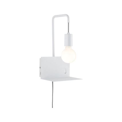 Paulmann 79812 - 1xE27/40W Lampada da parete con mensola e porta USB CALVANI 230V bianca