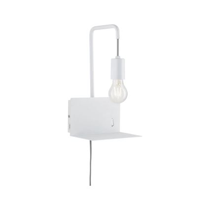 Paulmann 79812 - 1xE27/40W Lampada da parete con mensola e porta USB CALVANI 230V bianca