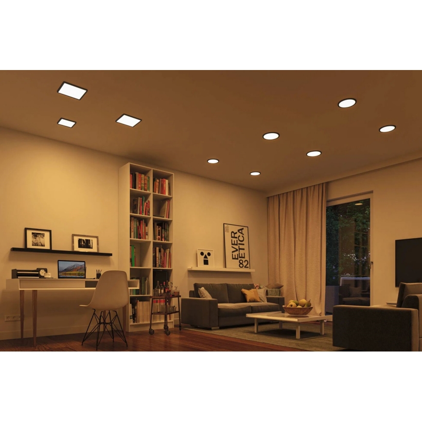 Paulmann 79967 - Faretto ad incasso dimmerabile per bagno AREO, LED 16W, IP44, 230V, 23x23 cm, nero