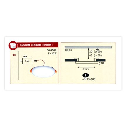 Paulmann 92388 - LED/10W IP44 Lampada da incasso LED VARIFIT 230V