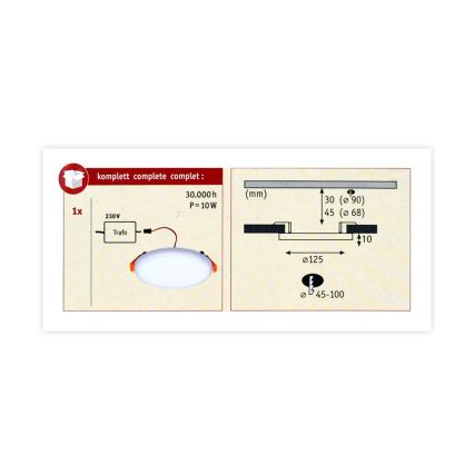 Paulmann 92391 - LED/8,5W IP44 Lampada da incasso per bagno VARIFIT 230V